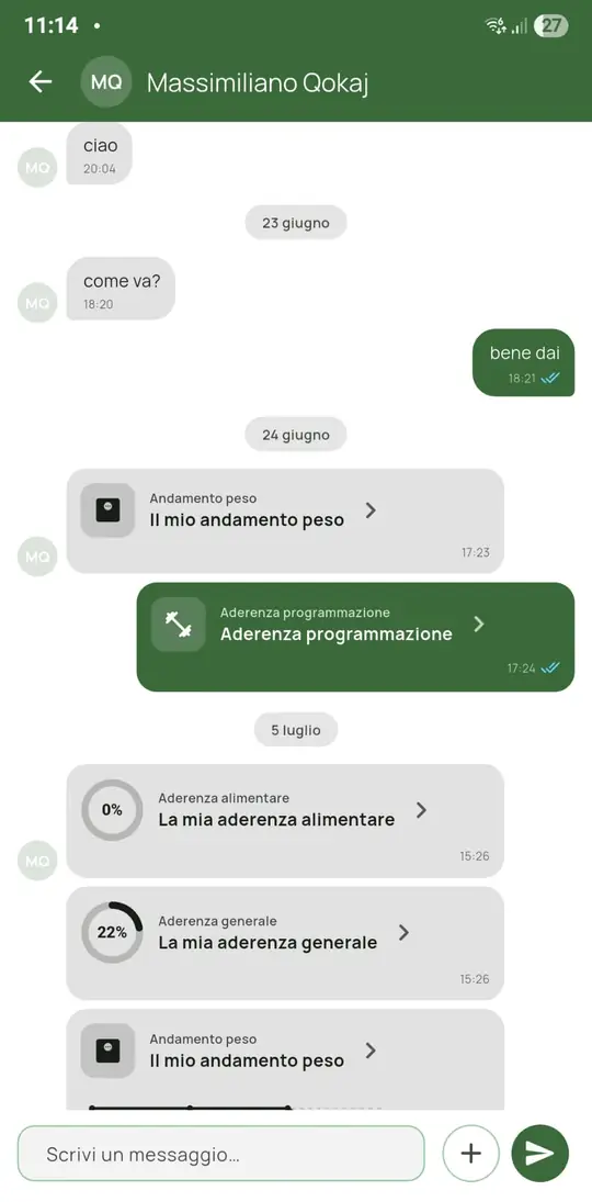 Chat coach-cliente — tema chiaro