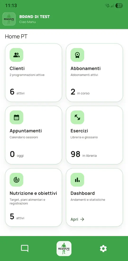 Dashboard del coach — tema chiaro