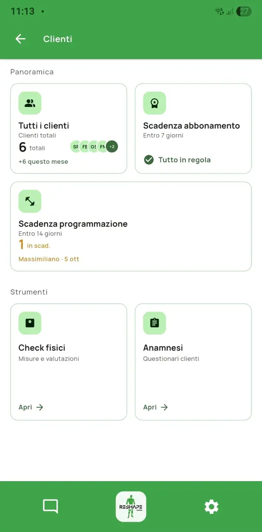 Gestione clienti — tema chiaro